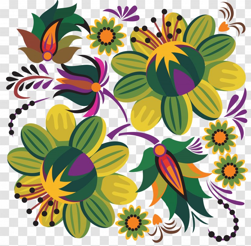 Khokhloma Ornament Folk Art Vignette Drawing - Motif - Hand Painted Flowers Transparent PNG
