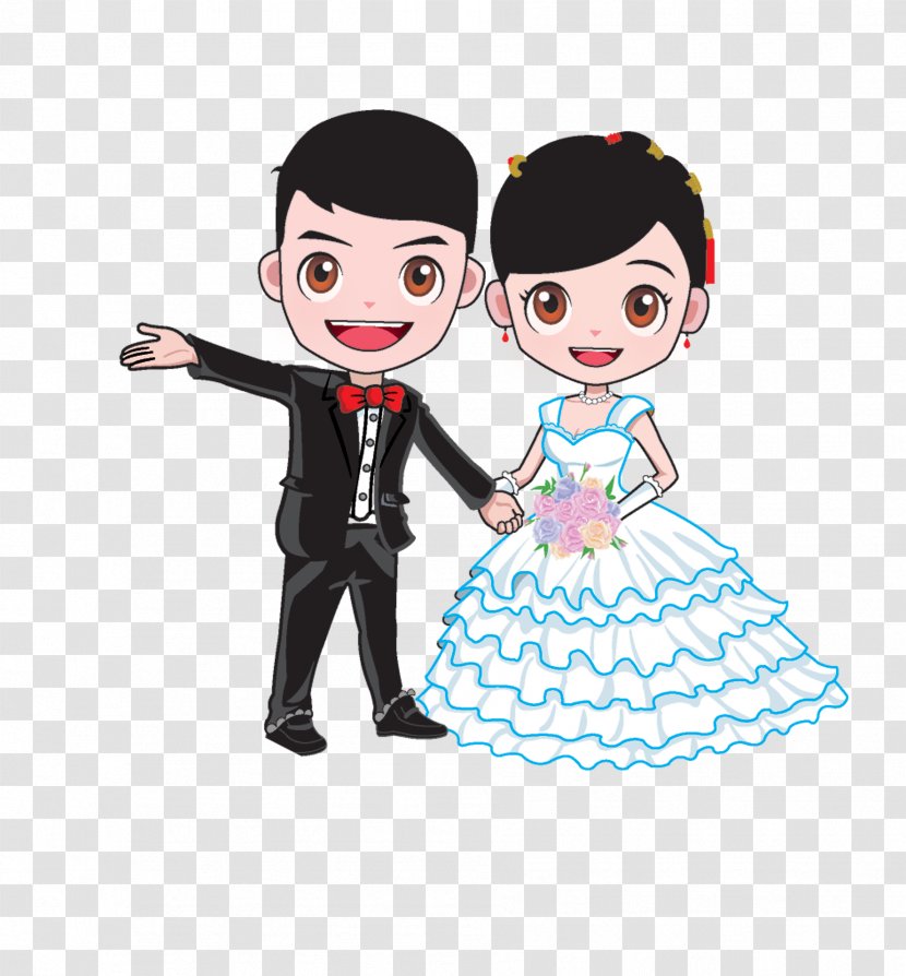 Cartoon Wedding Marriage Bridegroom - Watercolor - Bride And Groom Transparent PNG