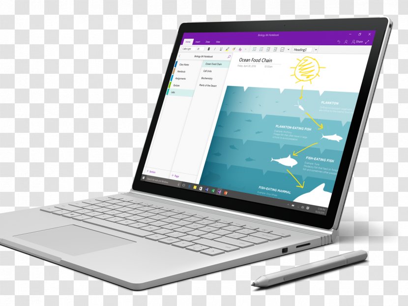 Laptop Intel Surface Book Microsoft 2-in-1 PC - Electronic Device - OneNote Transparent PNG