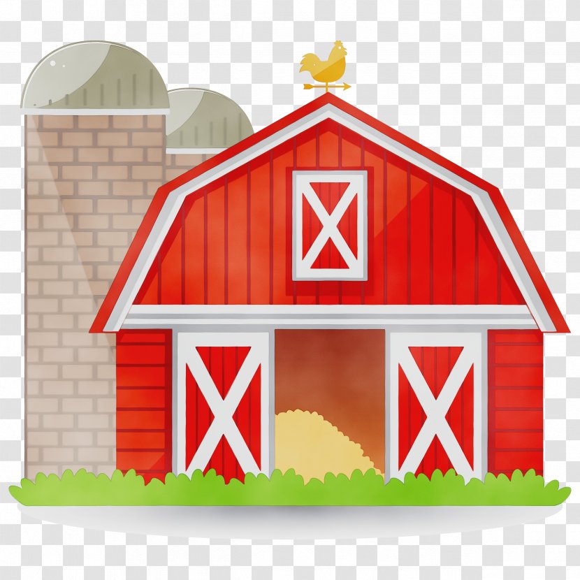 Barn House Roof Building Home - Watercolor - Shed Playhouse Transparent PNG