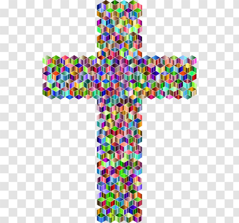 Christian Cross Crucifix Christianity Color Religion - Mosaic Transparent PNG