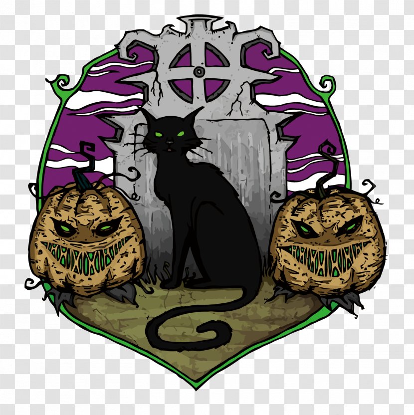 The Black Cat Halloween - Illustration - Vector Tombstone Before Transparent PNG