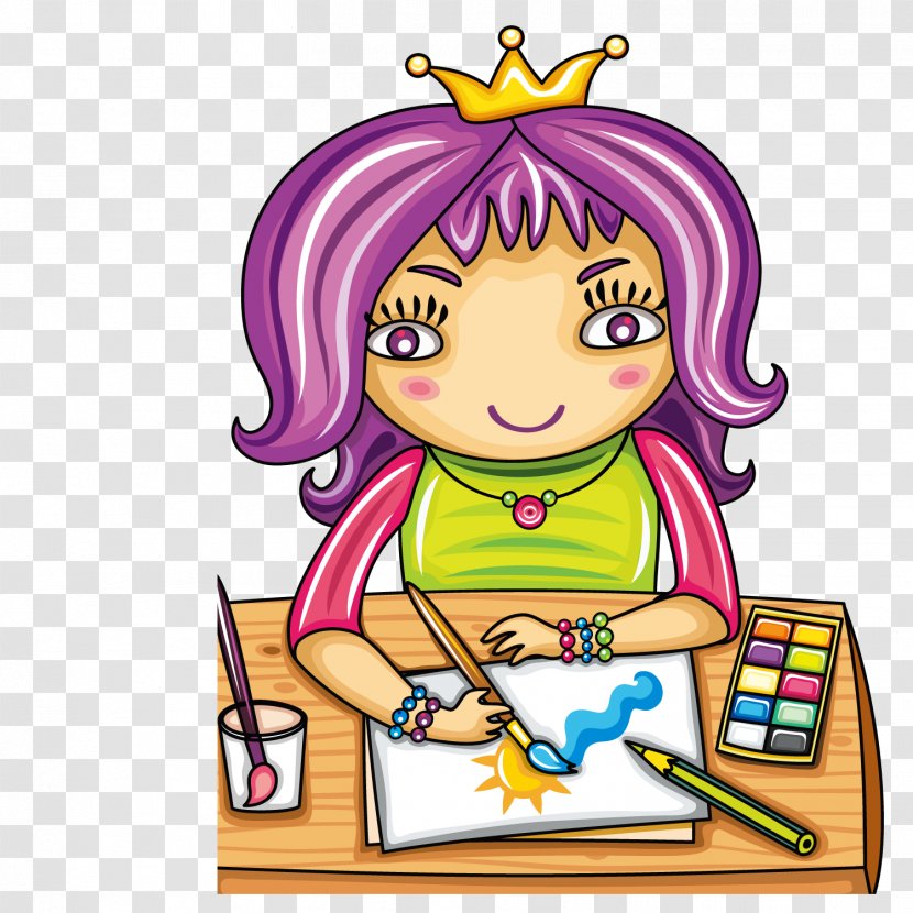 Student Child Clip Art - Tree - Wearing A Crown Painting Students Transparent PNG