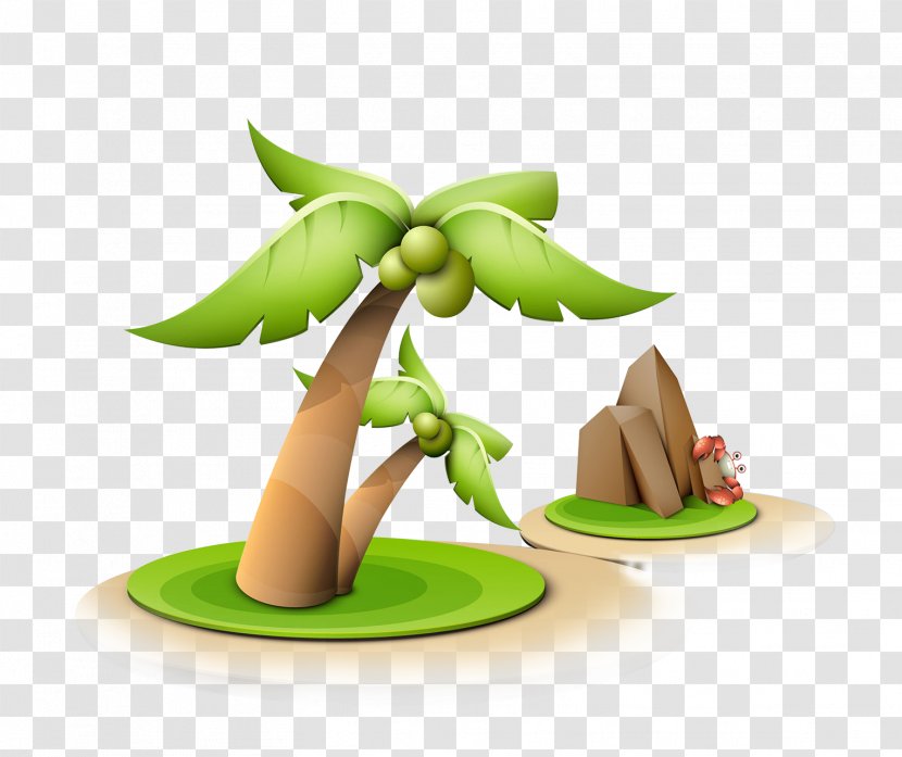Cartoon Illustration - Flowerpot - Green Coconut Transparent PNG