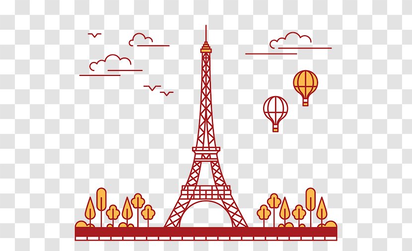 Eiffel Tower Drawing Cartoon Illustration - Text - Freehand Line Of The Flat Transparent PNG