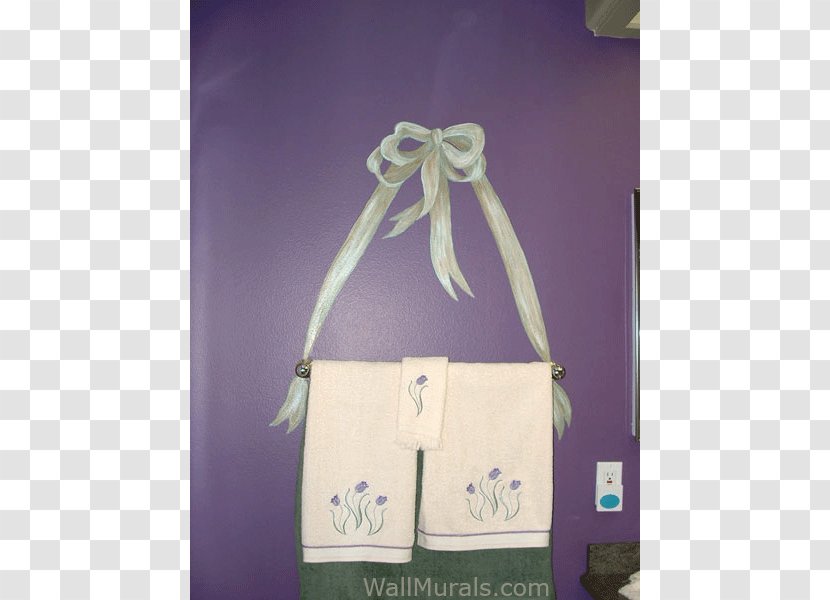 Mural Painting Bathroom Towel - Lilac - Hand Painted Transparent PNG