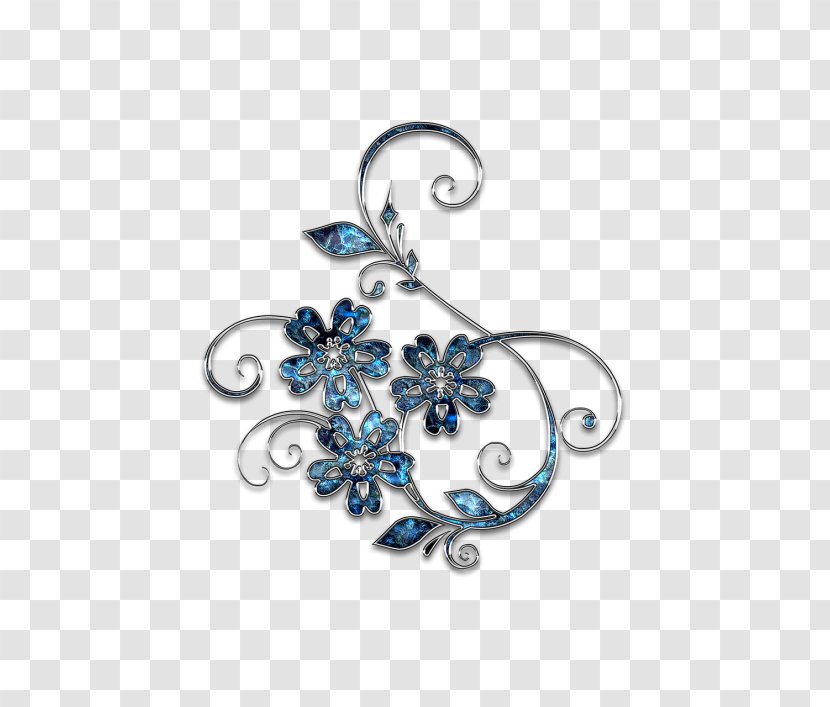 Blue Earring Ornament - Silver - Design Transparent PNG