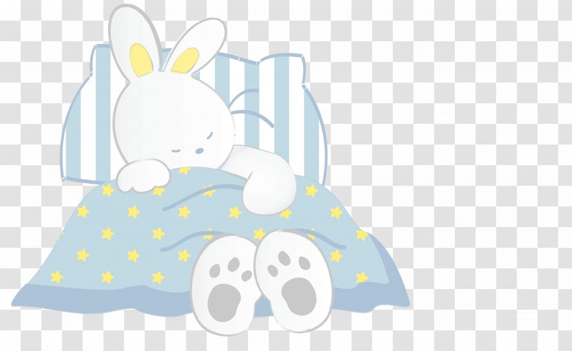 Rabbit Easter Bunny Clip Art - Blue - Vector Cute Sleeping Transparent PNG
