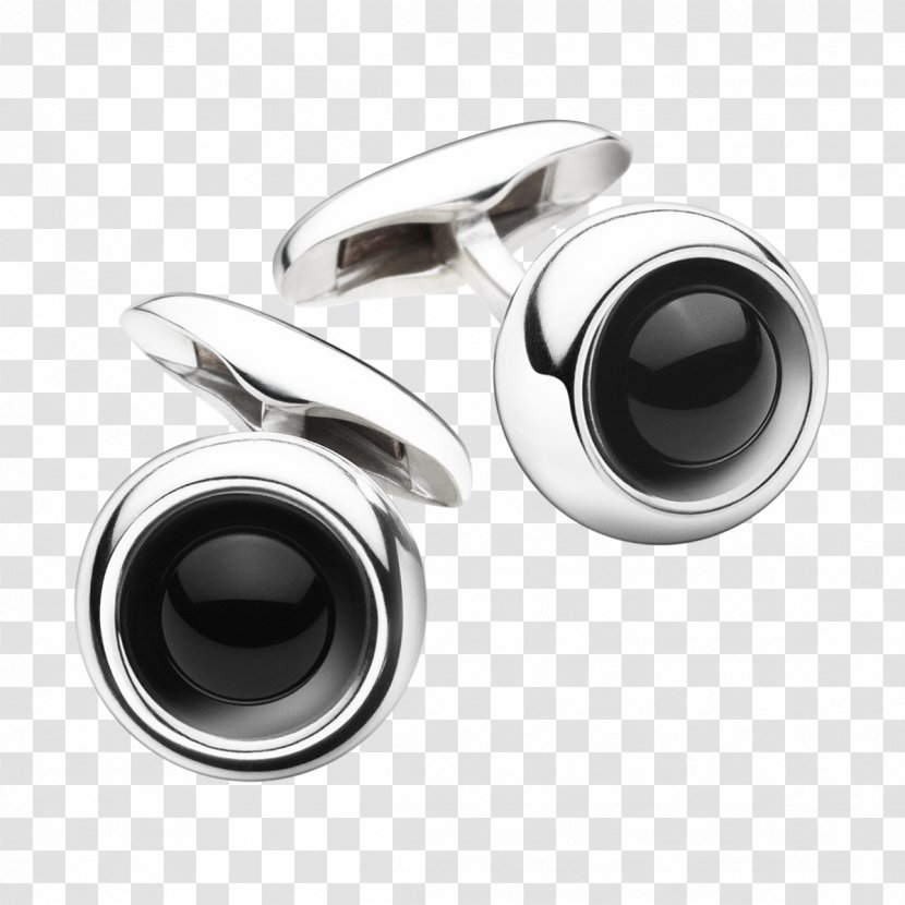 Cufflink Sterling Silver Onyx Agate - Designer Transparent PNG