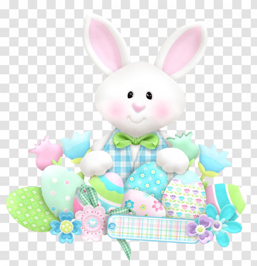 Easter Bunny Rabbit Clip Art - Drawing - Cute With Eggs Clipart Transparent PNG