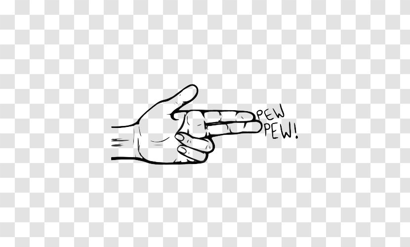 Drawing Image Handgun Finger Gun - Silhouette - Doodle Heart Transparent PNG