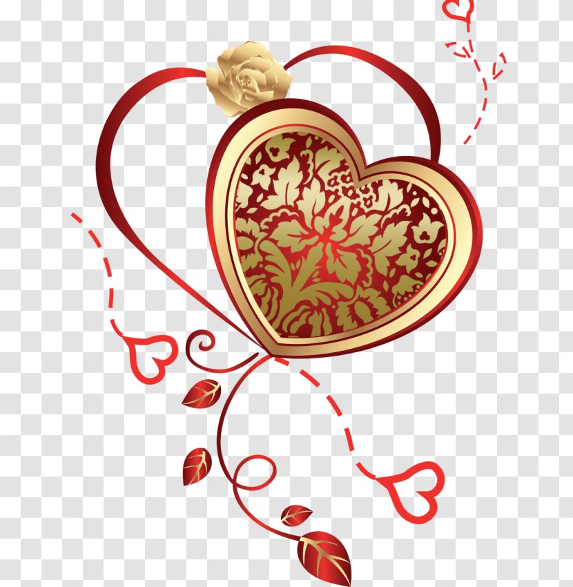 Valentine's Day Heart Red Gold - Cartoon Transparent PNG