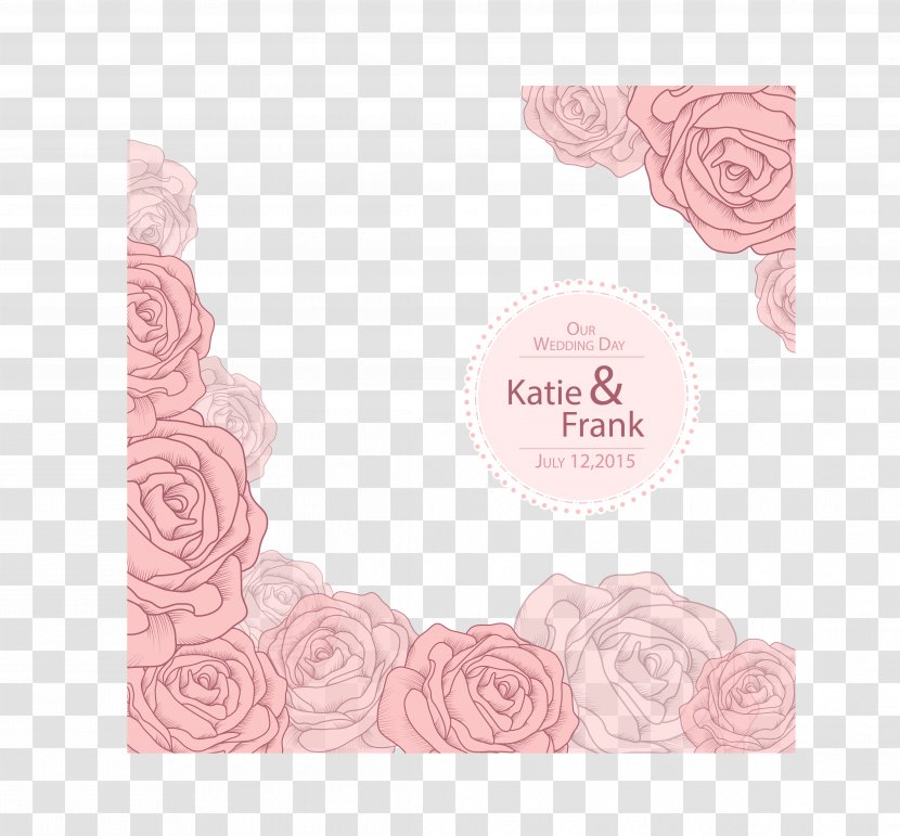Wedding Pattern - Beach Rose - Vector Pink Roses Invitations Creative Transparent PNG