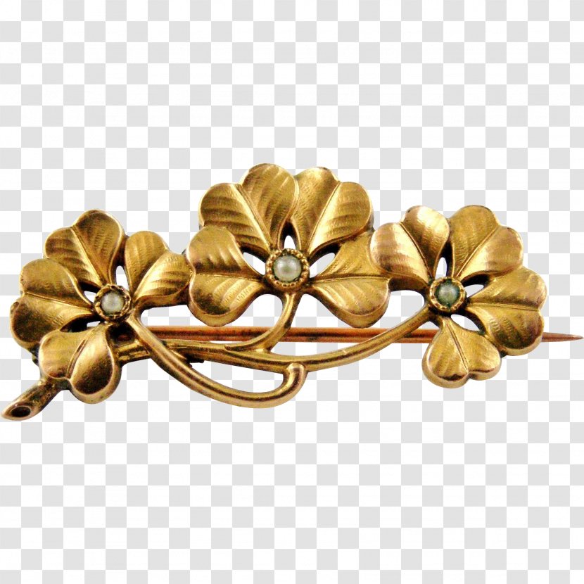 Four-leaf Clover Brooch Gold-filled Jewelry Art - French Parasol Leaf Transparent PNG