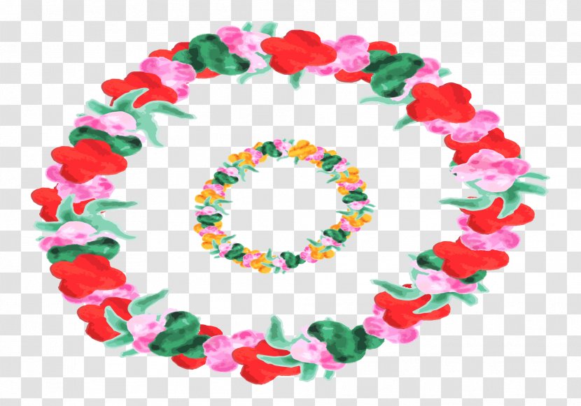 Hawaii Lei Watercolor Painting - Heart - Chinese Feng Shui Flower Frame Transparent PNG