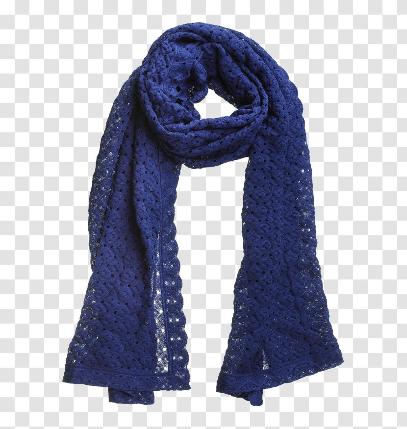 Scarf Shawl Cobalt Blue Knitting - Stole Transparent PNG