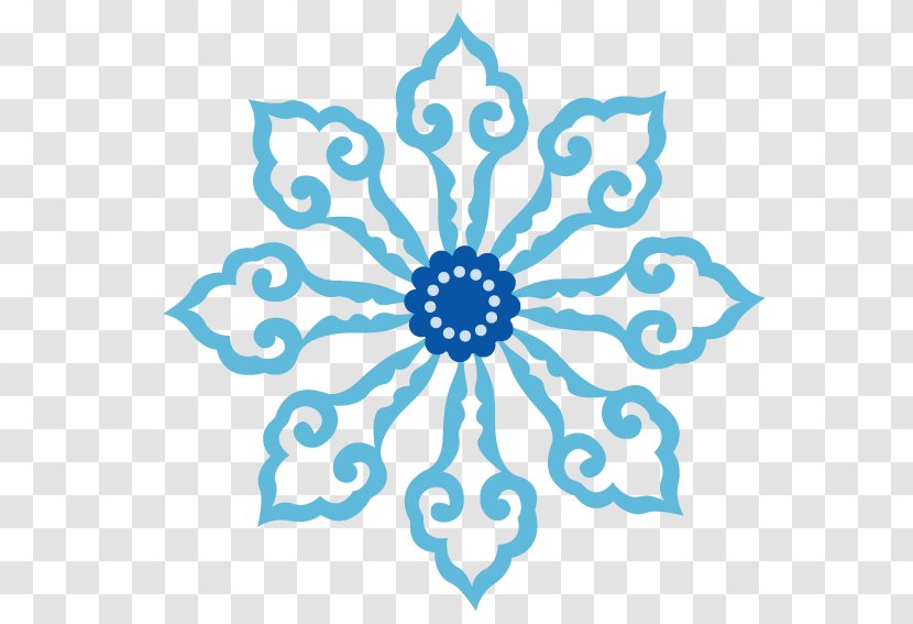 Axial Symmetry Circle Motif - Geometry - Blue Snowflake Transparent PNG