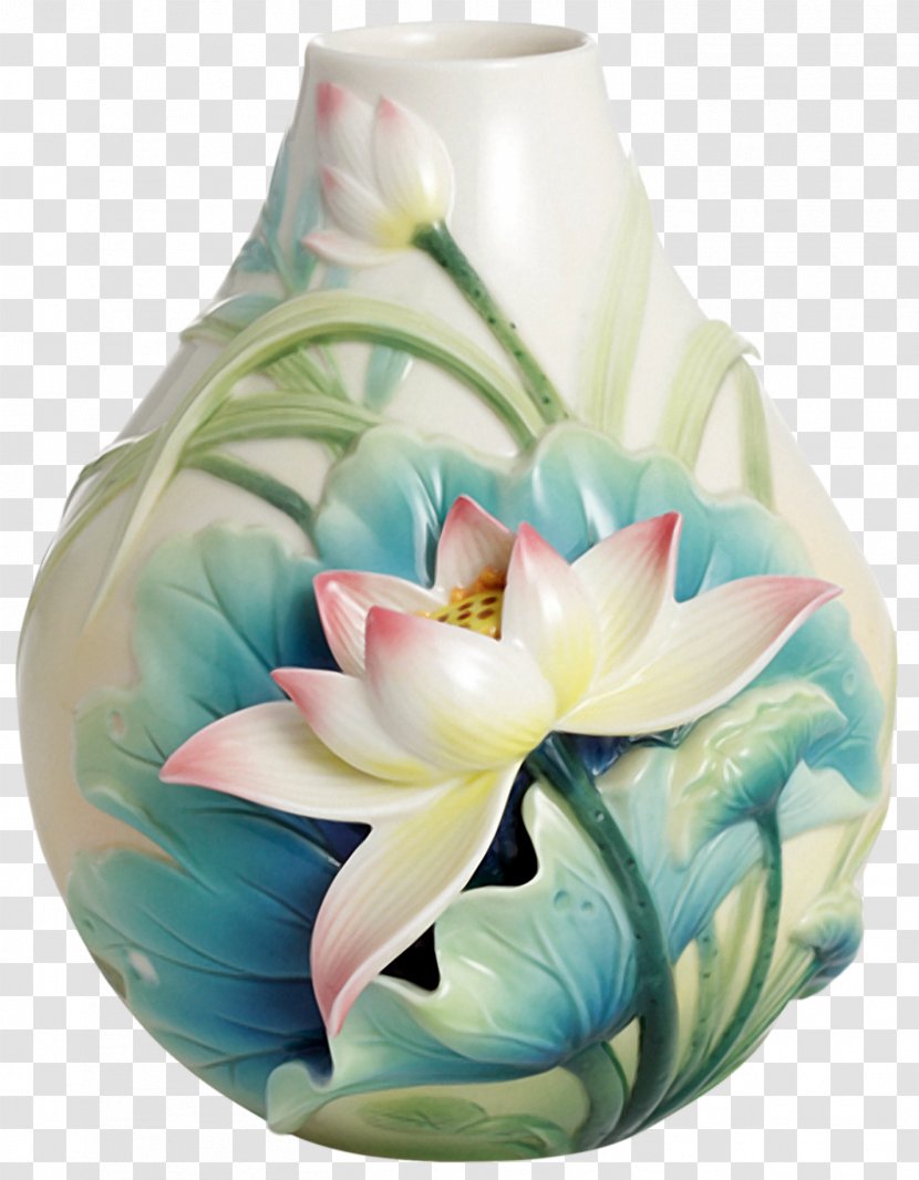 Vase Franz-porcelains Capodimonte Porcelain Flower - Nelumbo Nucifera Transparent PNG