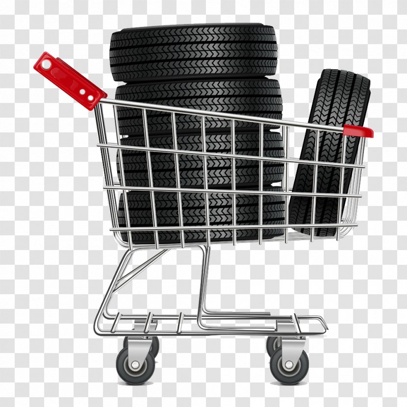 Shopping Cart Grocery Store Stock Photography Illustration - Supermarket - Hand-painted Cartoon Car Tire Shop Transparent PNG