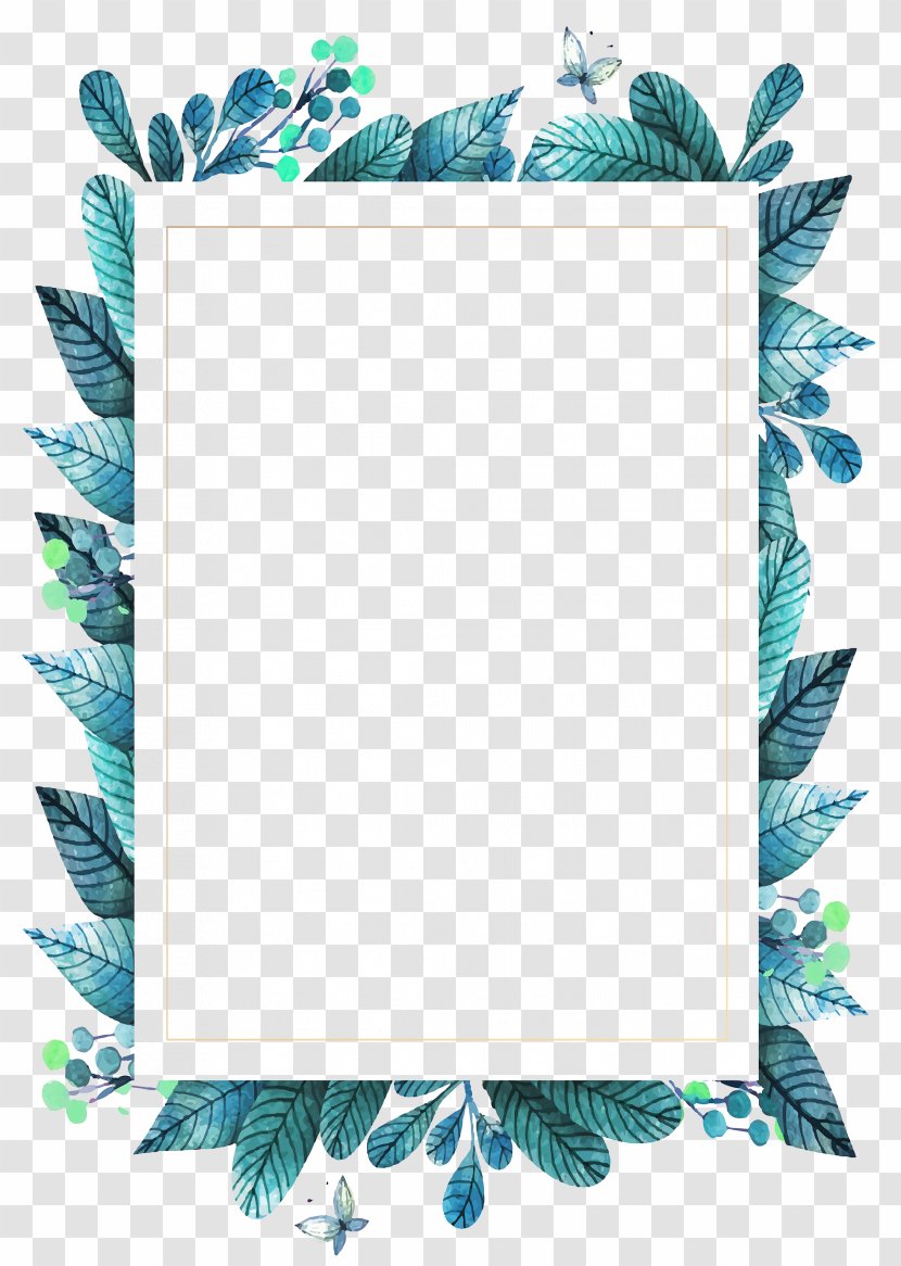 Leaf Picture Frame Green - Turquoise - Leaves Transparent PNG
