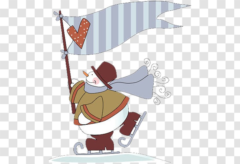 Paper Snowman Santa Claus Clip Art - Winter - Flag Transparent PNG