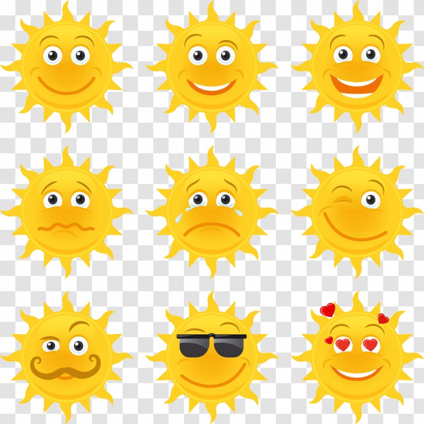 Emoji Smile Facial Expression Icon - Flower - Cartoon Sun Face Transparent PNG