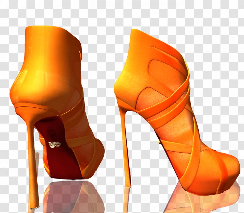 Ankle Boot High-heeled Shoe - Orange - Fashion Runway Transparent PNG