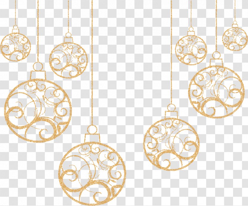 Christmas Flat Design Clip Art - If We - Retro Holiday Ornaments Golden Ball Transparent PNG