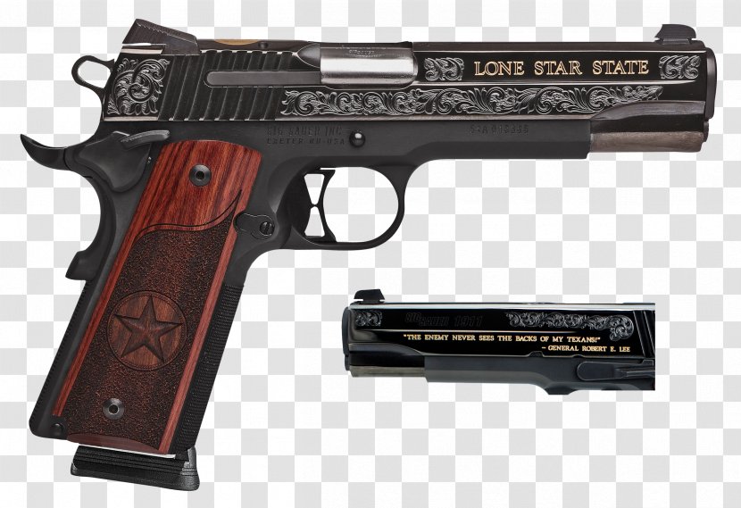 Texas SIG Sauer 1911 M1911 Pistol MEU(SOC) - Air Gun - Engraved Transparent PNG