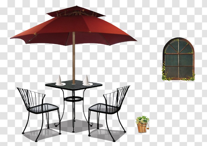 Table Chair Restaurant Template - Seat Tea Umbrellas Transparent PNG