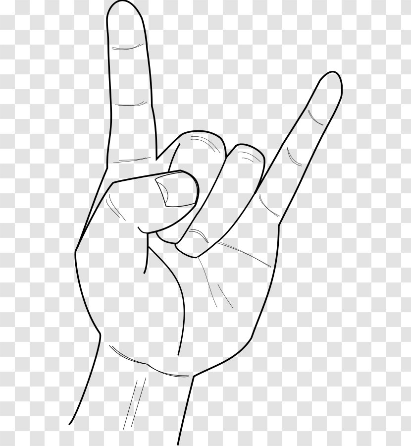 Sign Of The Horns Drawing Line Art Heavy Metal - Monochrome Photography - Cliparts Transparent PNG