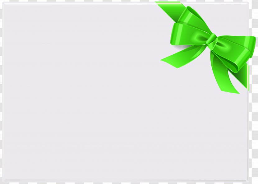 Paper Green Leaf Font - Empty Card With Ribbon Clip Art Transparent PNG