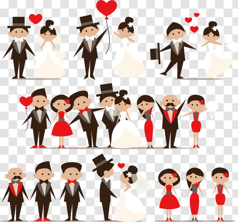 Cartoon Wedding Marriage Clip Art - Heart - The Bride And Groom Creative Transparent PNG