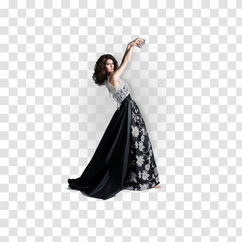Gown Shoulder Black M - Flower - Silhouette Transparent PNG