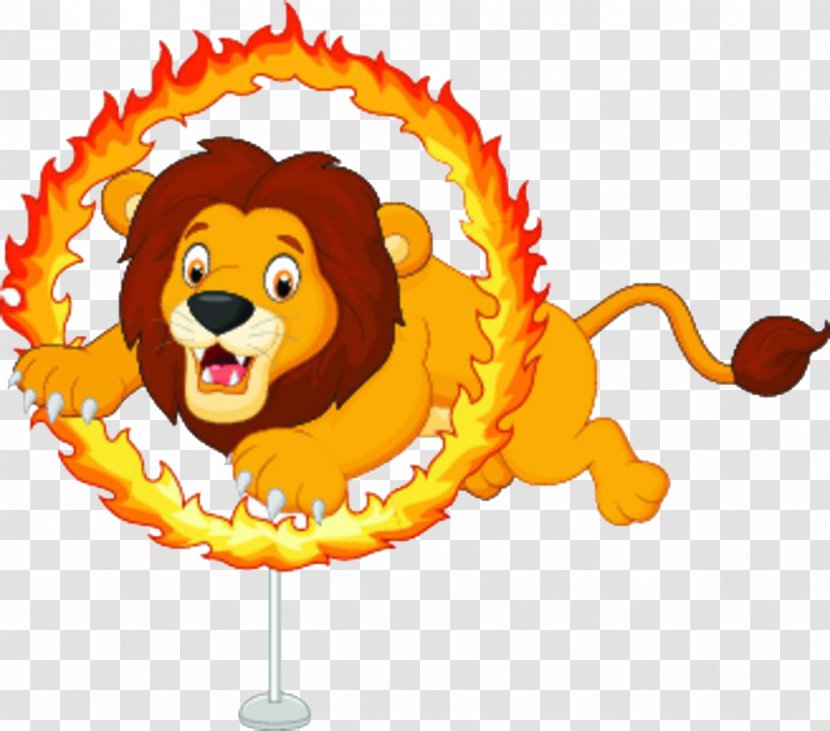 Lion Cartoon Circus Illustration - Photography - A Who Crosses Circle Of Fire Transparent PNG