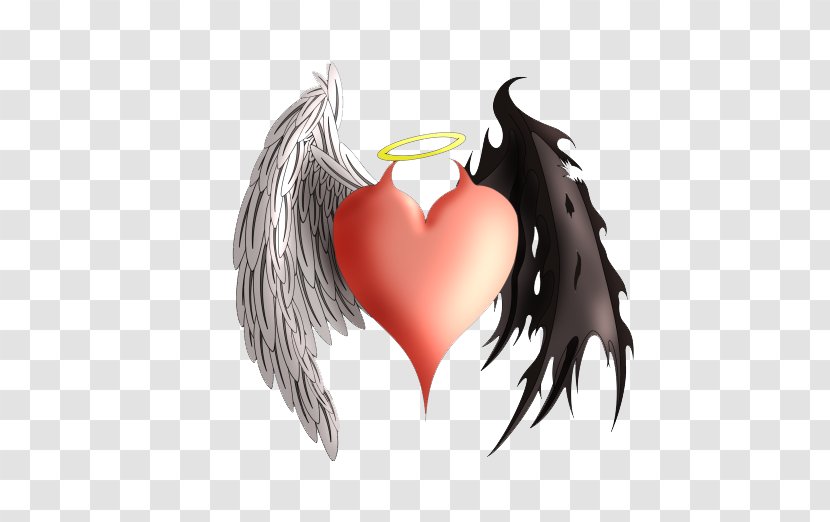 Devil Angel Heart Demon Tattoo - Angels And Demons Transparent PNG