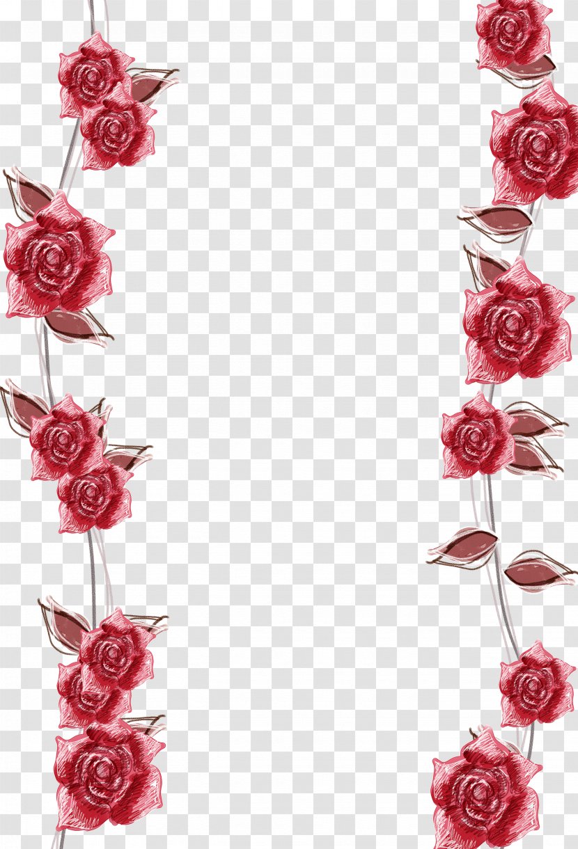 Pink Roses Border Background - Flowering Plant - Rose Transparent PNG