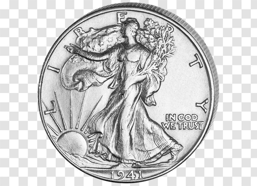 Coin Walking Liberty Half Dollar United States Mint - White Transparent PNG