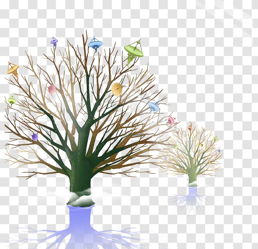 Tree Cartoon - Floral Design - Winter Trees Transparent PNG