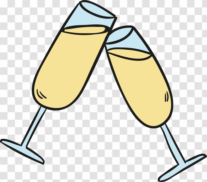 Champagne Glass Sparkling Wine - Cartoon Transparent PNG