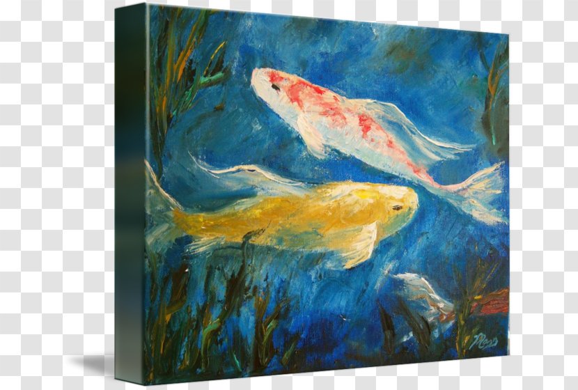 Butterfly Koi Painting Pond - Canvas Transparent PNG