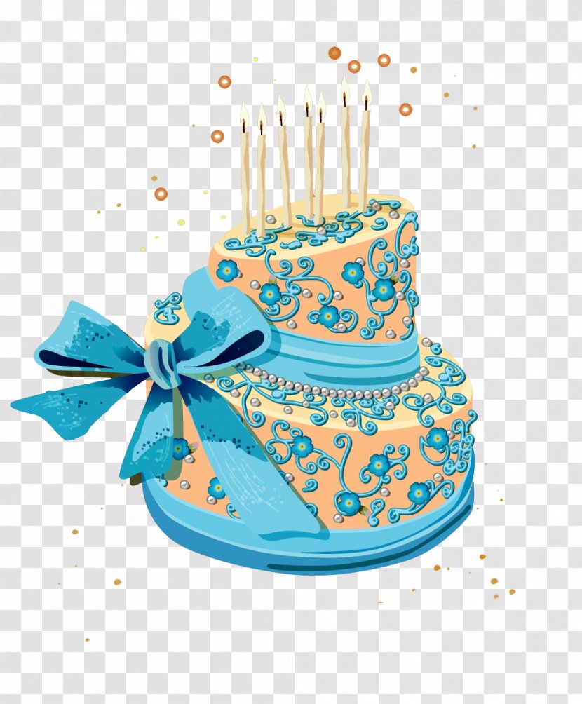 Cupcake Birthday Cake - Aqua - Blue Pattern Transparent PNG