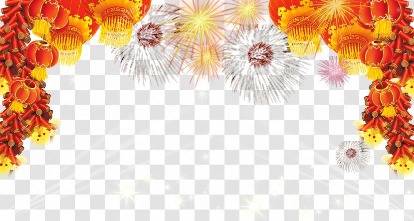 Chinese New Year Lantern Fireworks - Flower Arranging - Spring Festival Gala Decorative Elements Transparent PNG