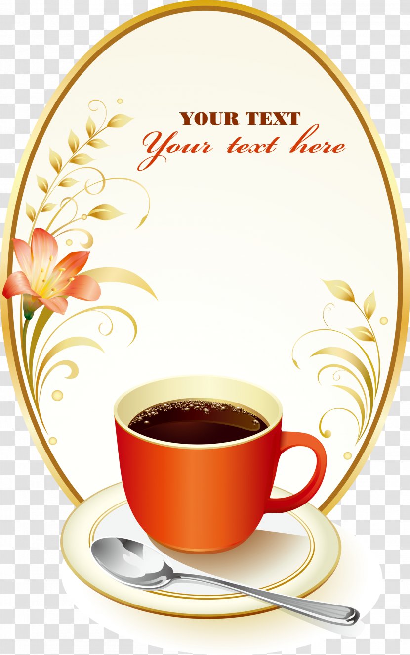 Coffee Cafe Tea Espresso Menu - Tableware - Floral Decoration Transparent PNG