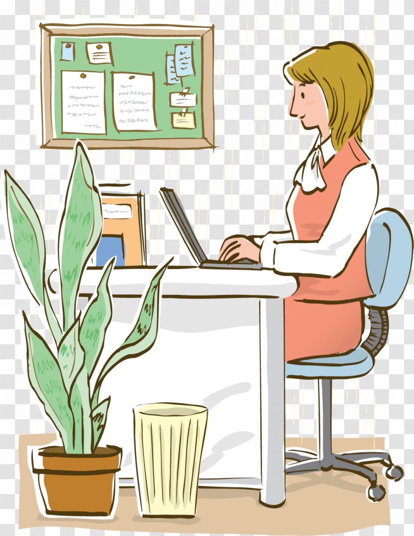 Stock Illustration Clip Art - Furniture - Vector Painted Working Women Transparent PNG