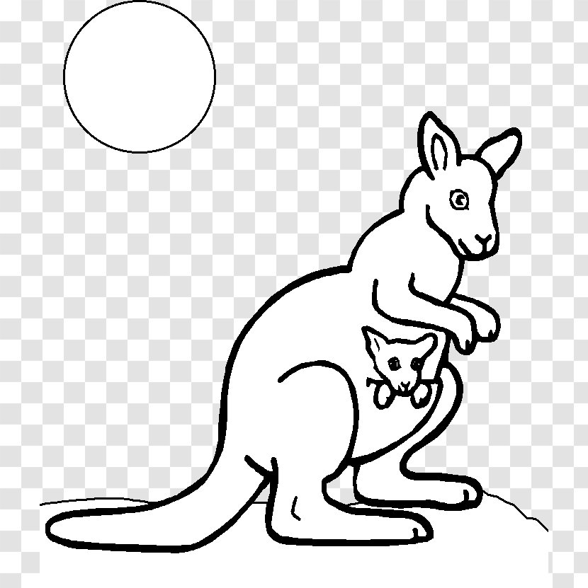 Red Kangaroo Coloring Book Child - Black And White - Stick Figure Transparent PNG