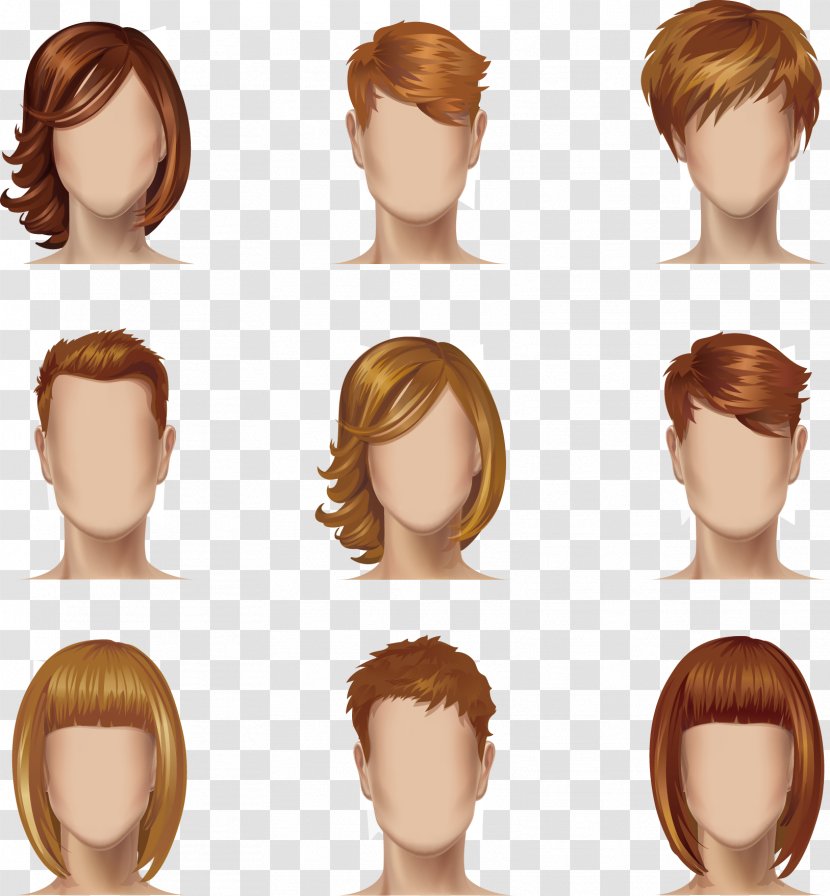 Face Hair Female - Vector Characters Gold Template Transparent PNG