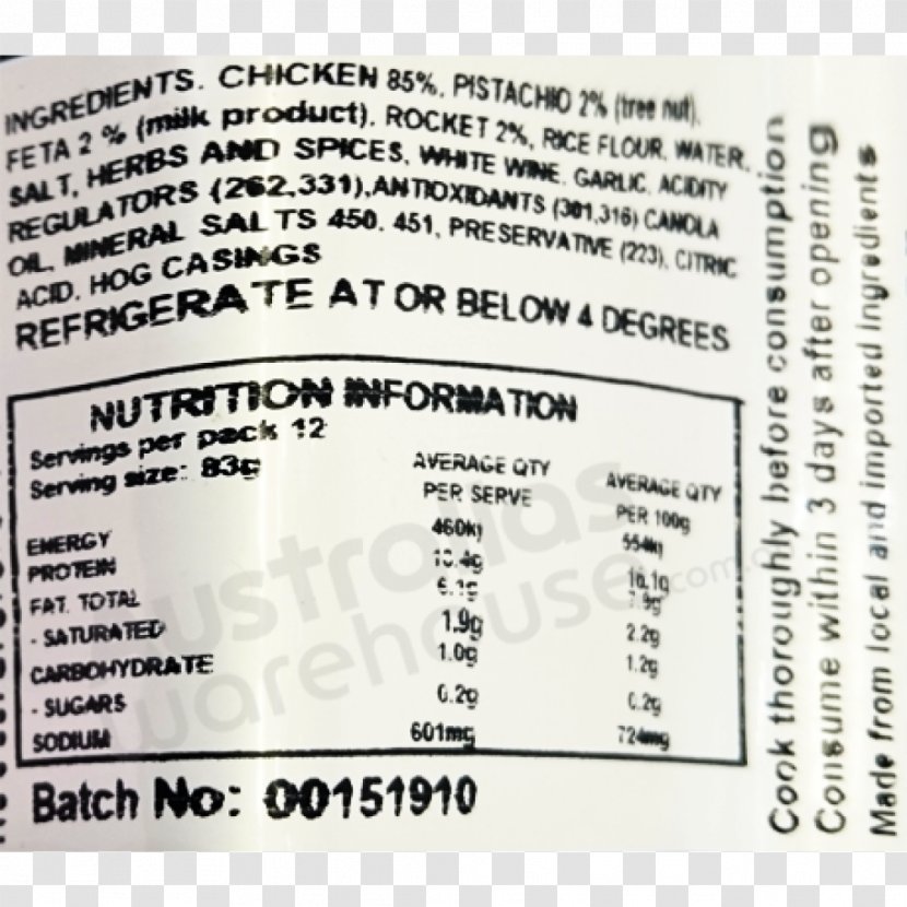 Document Line Brand - Label - Chicken Sausage Transparent PNG