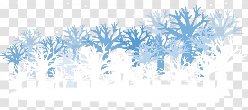 Winter Euclidean Vector Vecteur - Tree - Hand-painted Blue Woods Transparent PNG