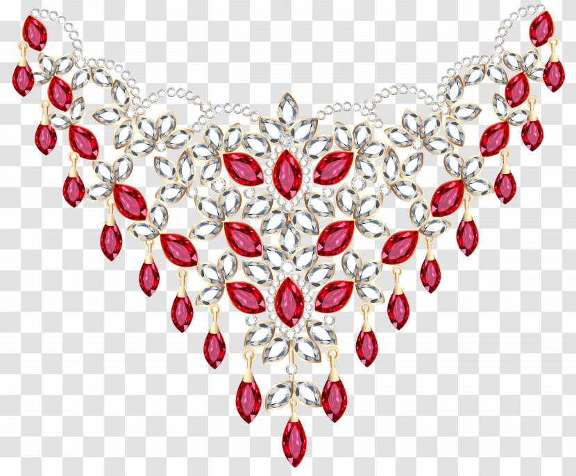Earring Necklace Diamond Ruby Jewellery - Estate Jewelry - Cliparts Transparent PNG